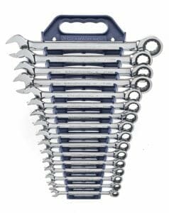 Gearwrench ratcheting combination metric wrench set