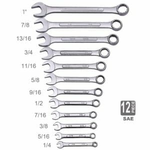 differenct size combination wrench set